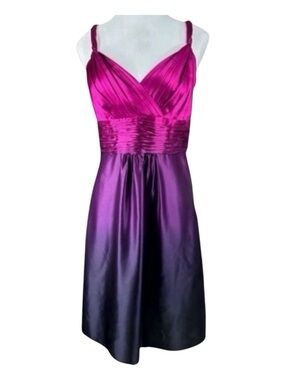 ANN TAYLOR Pink/Purple Ombré Cocktail Dress, 100% Silk, Size 4P.